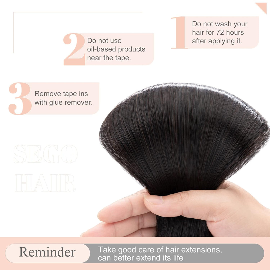 SEGO Tape in Extensions Echthaar Klebeband 20 Tressen 2.5g/pcs Adhesive Weft Haarverlängerung Haarte