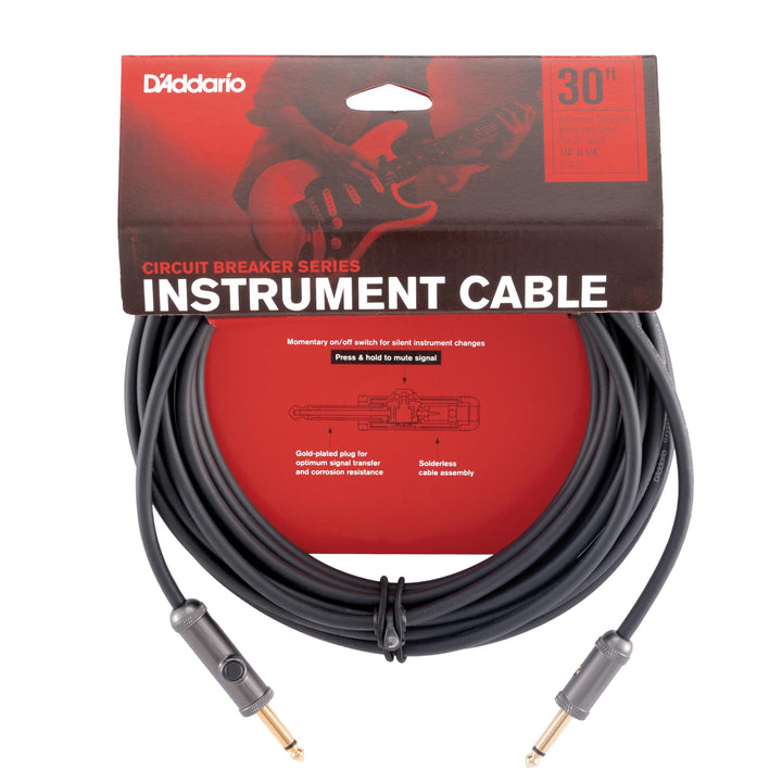Planet Waves PW-AG-30 Custom Series Cables 9,1m (30 Fuss) schwarz 30 Fuss Momentary Straight, 30 Fus