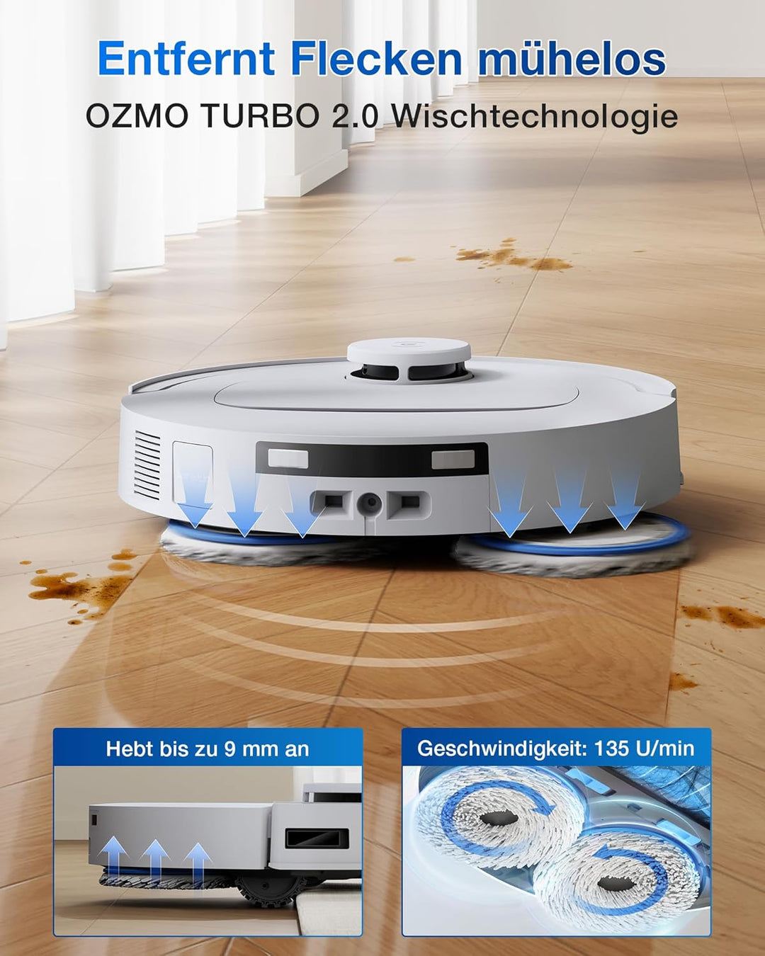 ECOVACS DEEBOT T30C Omni, Saugroboter mit Wischfunktion, 20.000 Pa, OZMO Turbo 2.0 Wischsystem, Zero