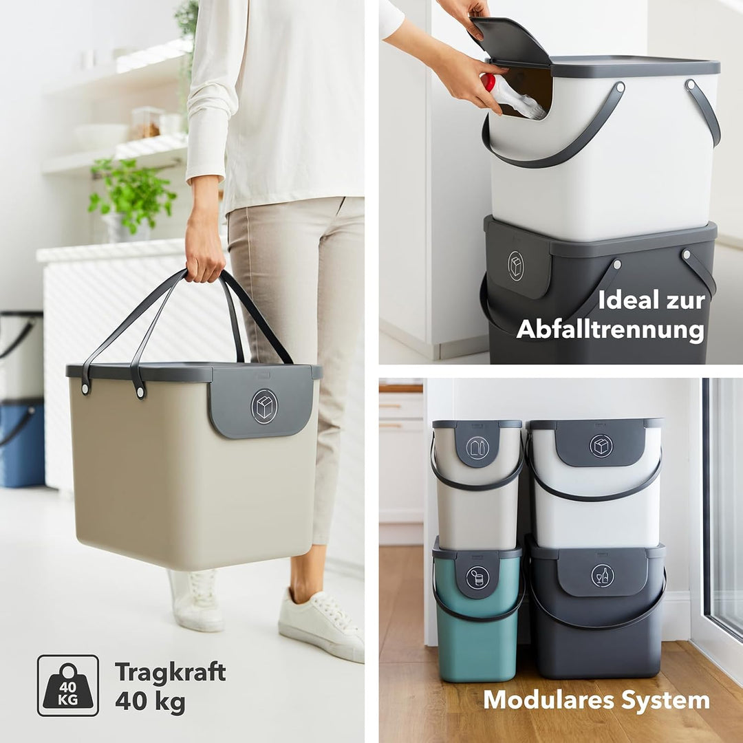Rotho Albula 2er-Set Mülltrennungssystem 40l für die Küche, Kunststoff (PP) BPA-fr (gelb), gelb