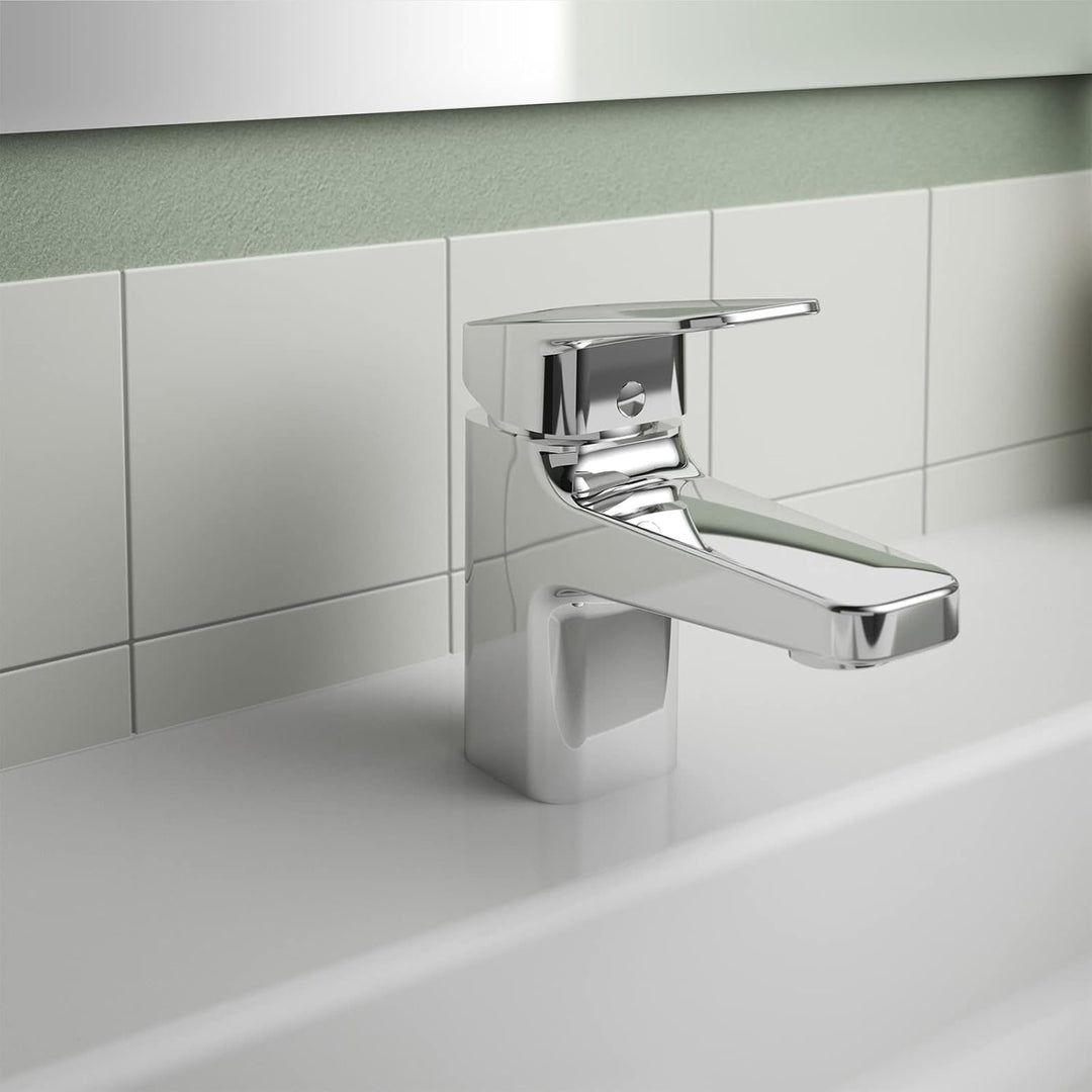 Ideal Standard BD205AA Ceraplan Waschtischarmatur mit Zugknopf-Ablaufgarnitur Auslaufhöhe 59mm BlueS