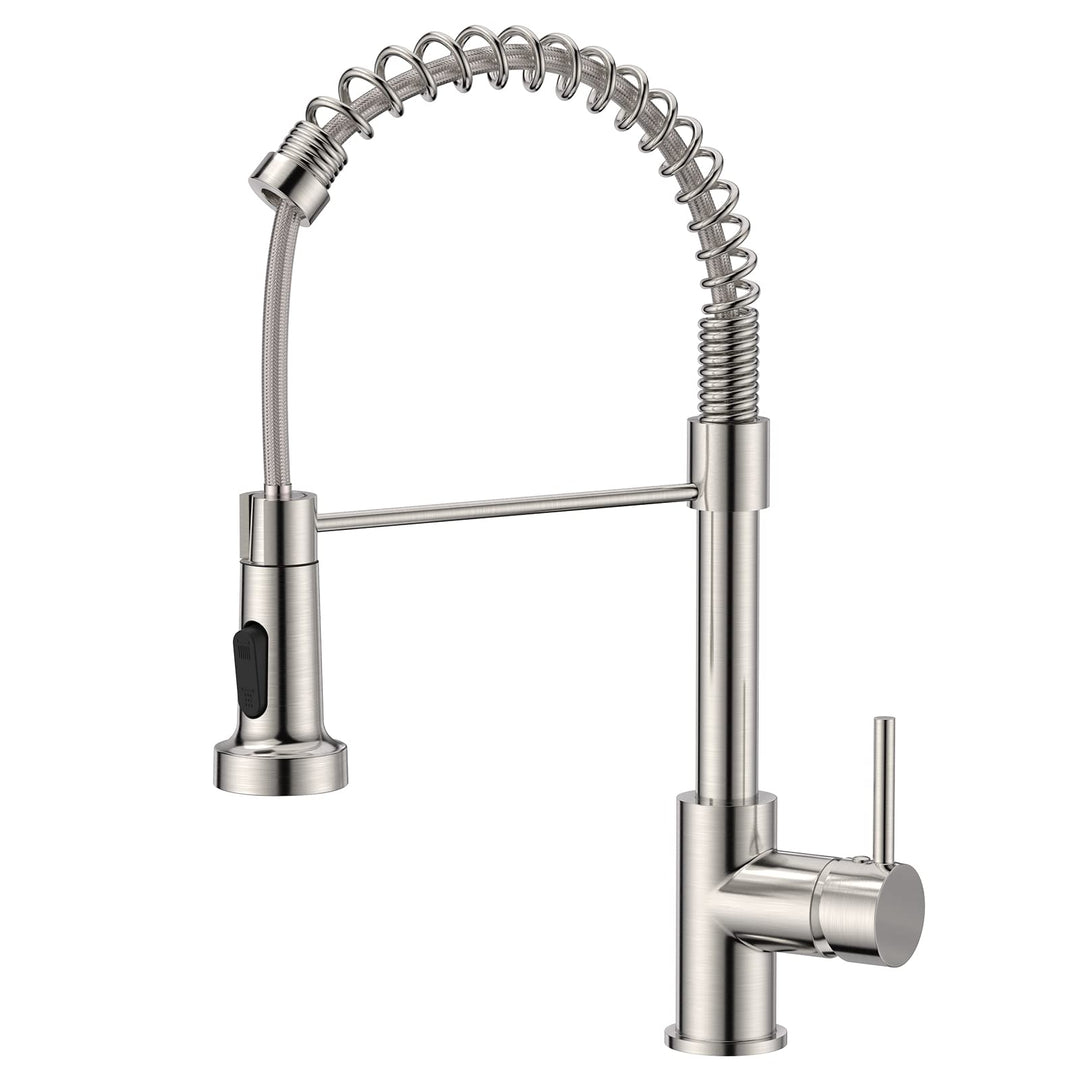 FORIOUS Wasserhahn Küche, Hoher Bogen Hochdruck Küchenarmatur mit Herunterziehen Brause Armatur, Mis