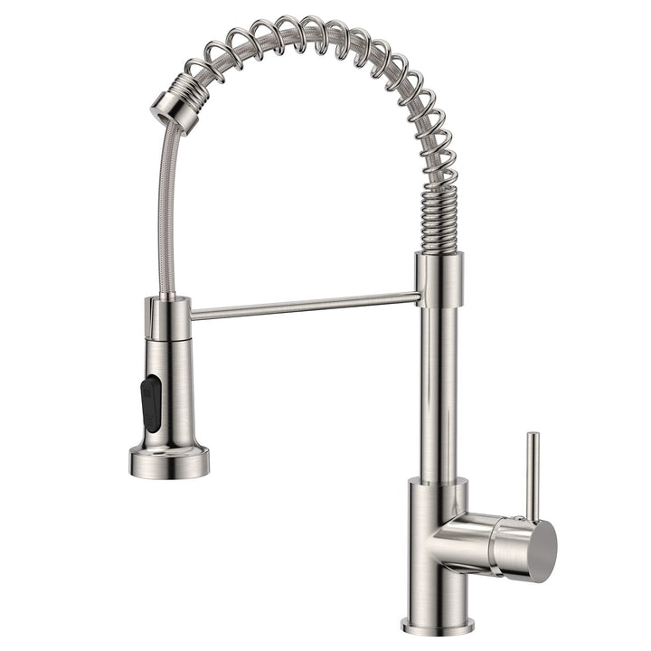 FORIOUS Wasserhahn Küche, Hoher Bogen Hochdruck Küchenarmatur mit Herunterziehen Brause Armatur, Mis