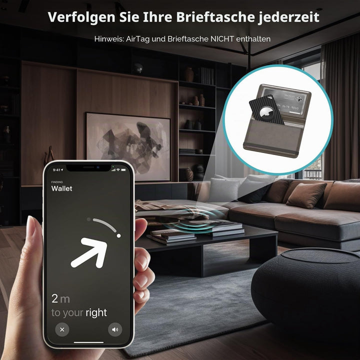 Stouchi 3Pack AirTag Karte für Geldbörse, Kohlefaser Air Tag Kartenhalter in Kreditkartengrösse, 6g