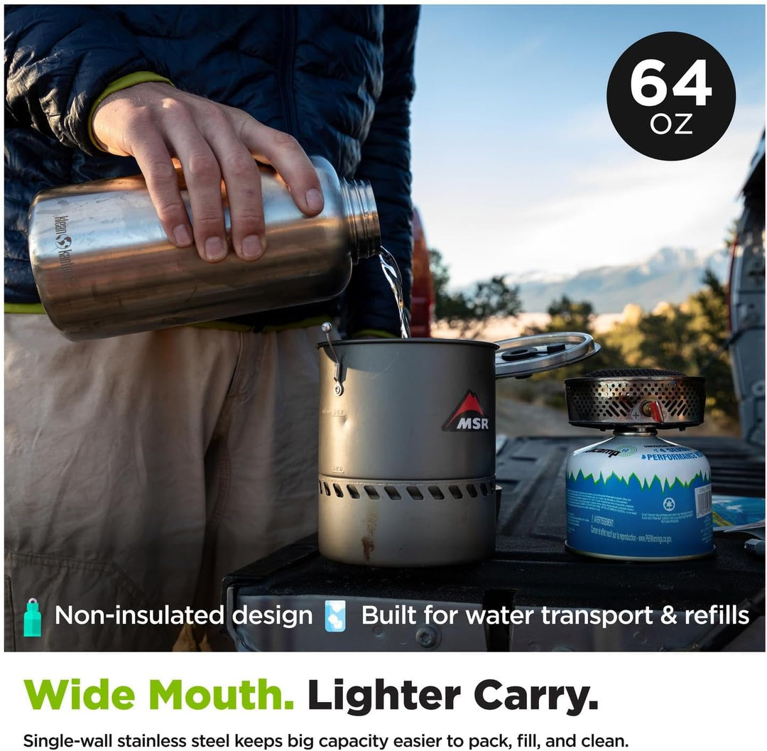 KleanKanteen Herren Wide Trinkflasche, Brushed Stainless, One Size