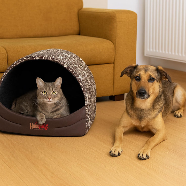 Hobbydog R3 Busnap1 Hundehütte Souffleur, Grösse 3, 55x43cm Braun Mit Wörter, L, Braun Mit Wörter BR
