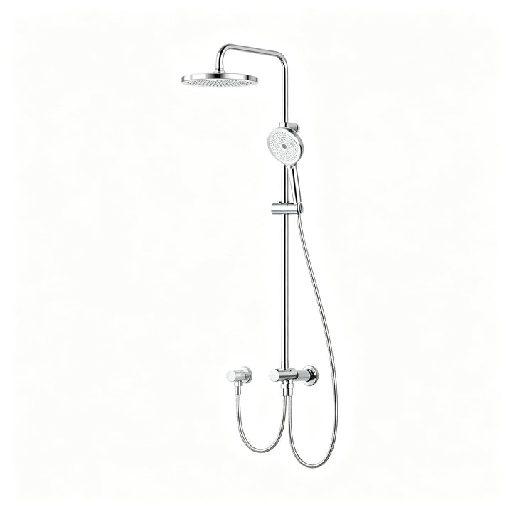 Duschsystem 25 cm Regendusche mit Handbrause höhenverstellbar Chrom, Chrom