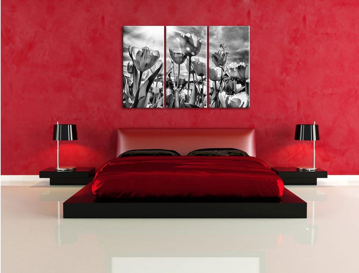 Pixxprint Blumenwiese als Leinwandbild/Grösse: 3 Teilig (120x80) / Wandbild/Kunstdruck/fertig bespan