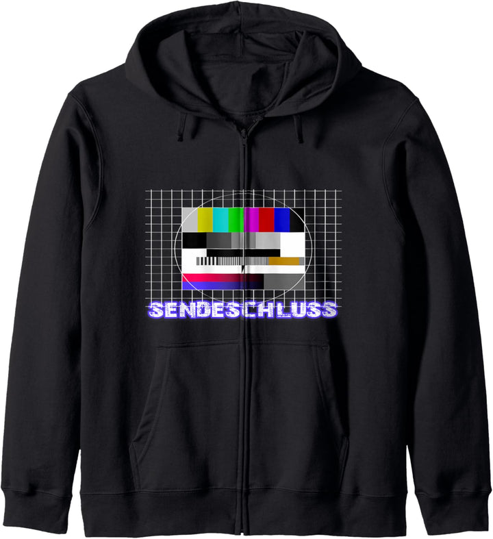 Sendeschluss Testbild Retro Vintage 80er 90er Jahre TV Party Kapuzenjacke