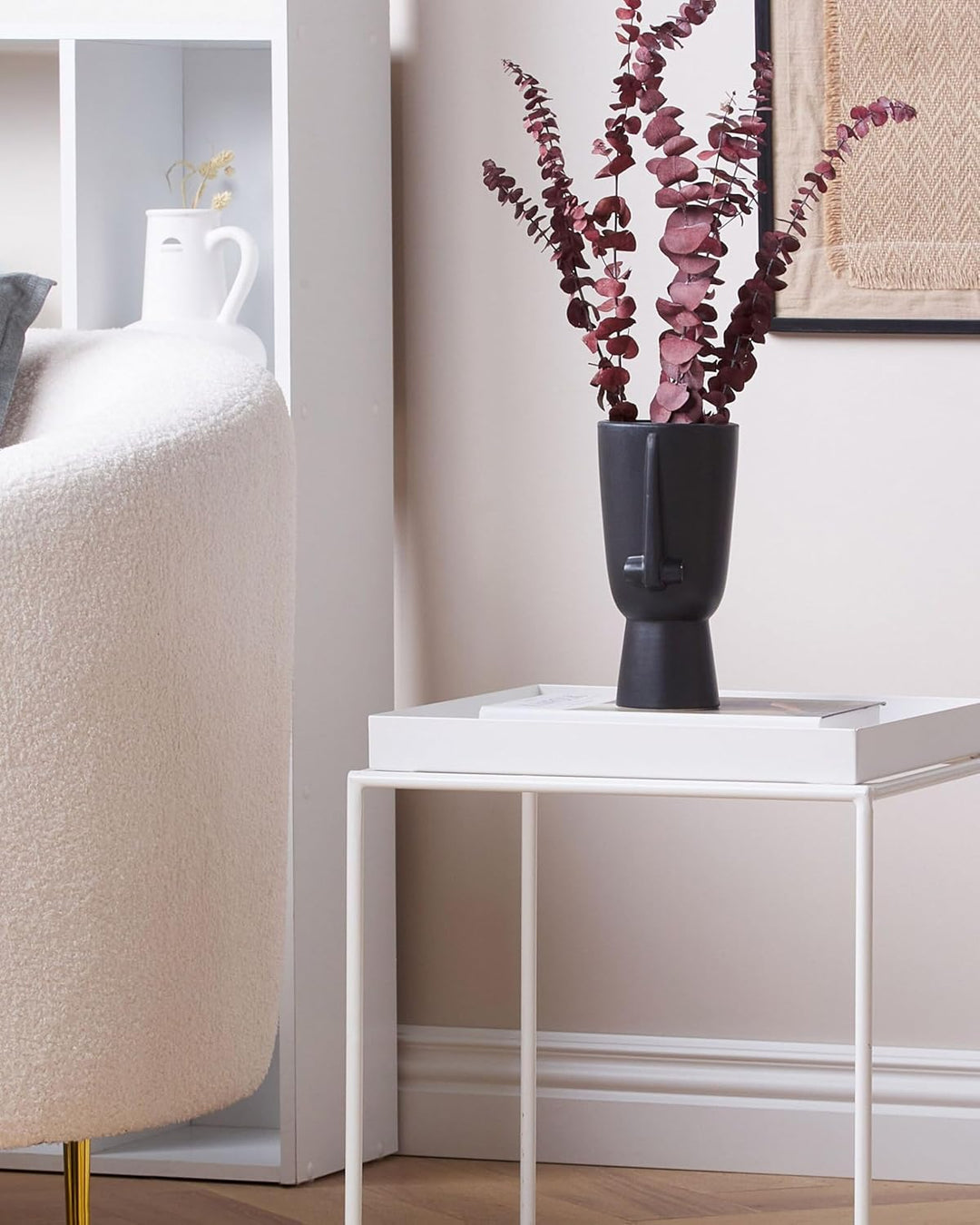 Blumenvase Keramik handgefertigt schwarz 22 cm Gesichtsmotiv Modern Artemis