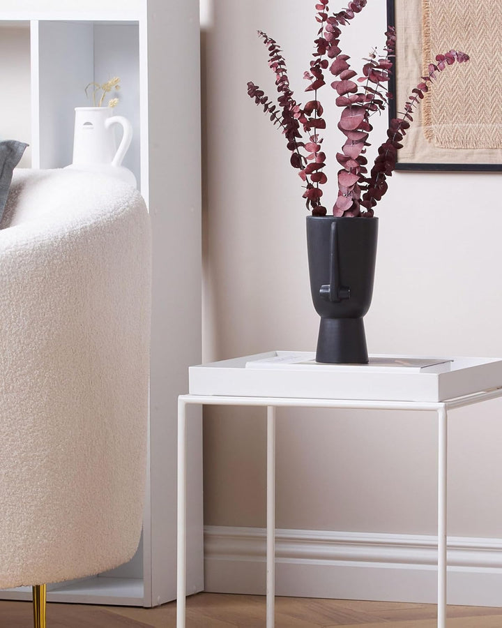 Blumenvase Keramik handgefertigt schwarz 22 cm Gesichtsmotiv Modern Artemis