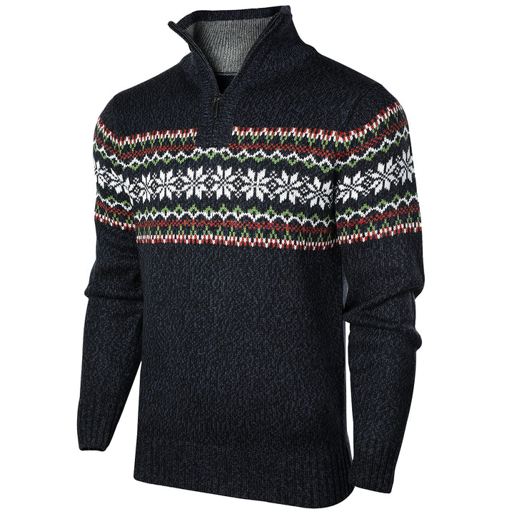 Herren Strickpullover Crewneck Zipper Winterpullover Pullover, Blau