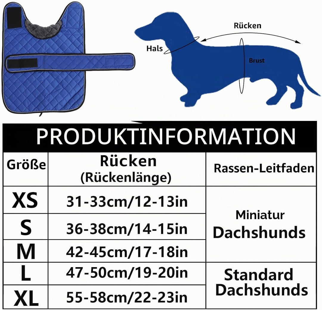 Geyecete - Warmer wintermantel für dackel Hunde,Hunde winterjacken mit plüschfutter,Outdoor jacken m