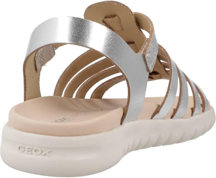 Geox Jungen Mädchen J SOLEIMA Gir Sandal, Silver, 24 EU