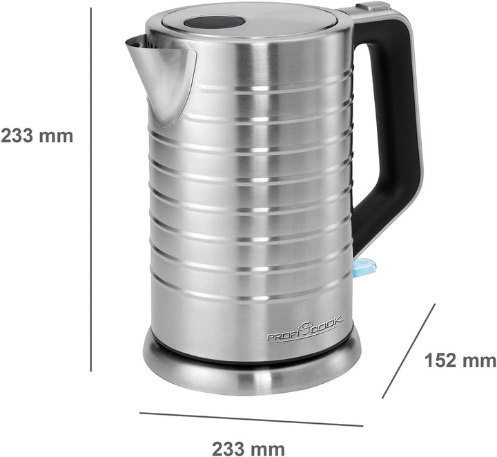 ProfiCook® Edelstahl-Wasserkocher | 1,7 Liter | 100° C | 850–2200 W max. | Wasserkocher | Aussenlieg