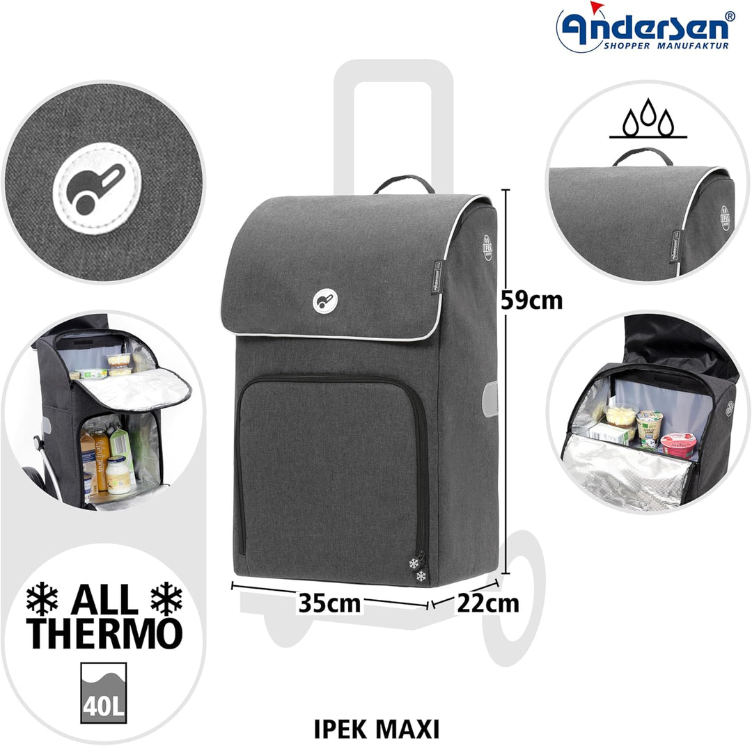 ANDERSEN Einkaufstrolley - Treppensteiger Scala Shopper Ipek Maxi anthrazit | ideal für Treppen, kla