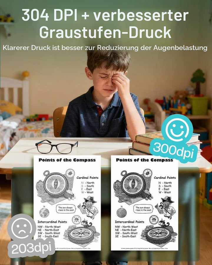 Phomemo Mini Drucker, P2S Aufkleber Drucker 300 DPI Mini Thermodrucker Bluetooth Fotodrucker, Studen