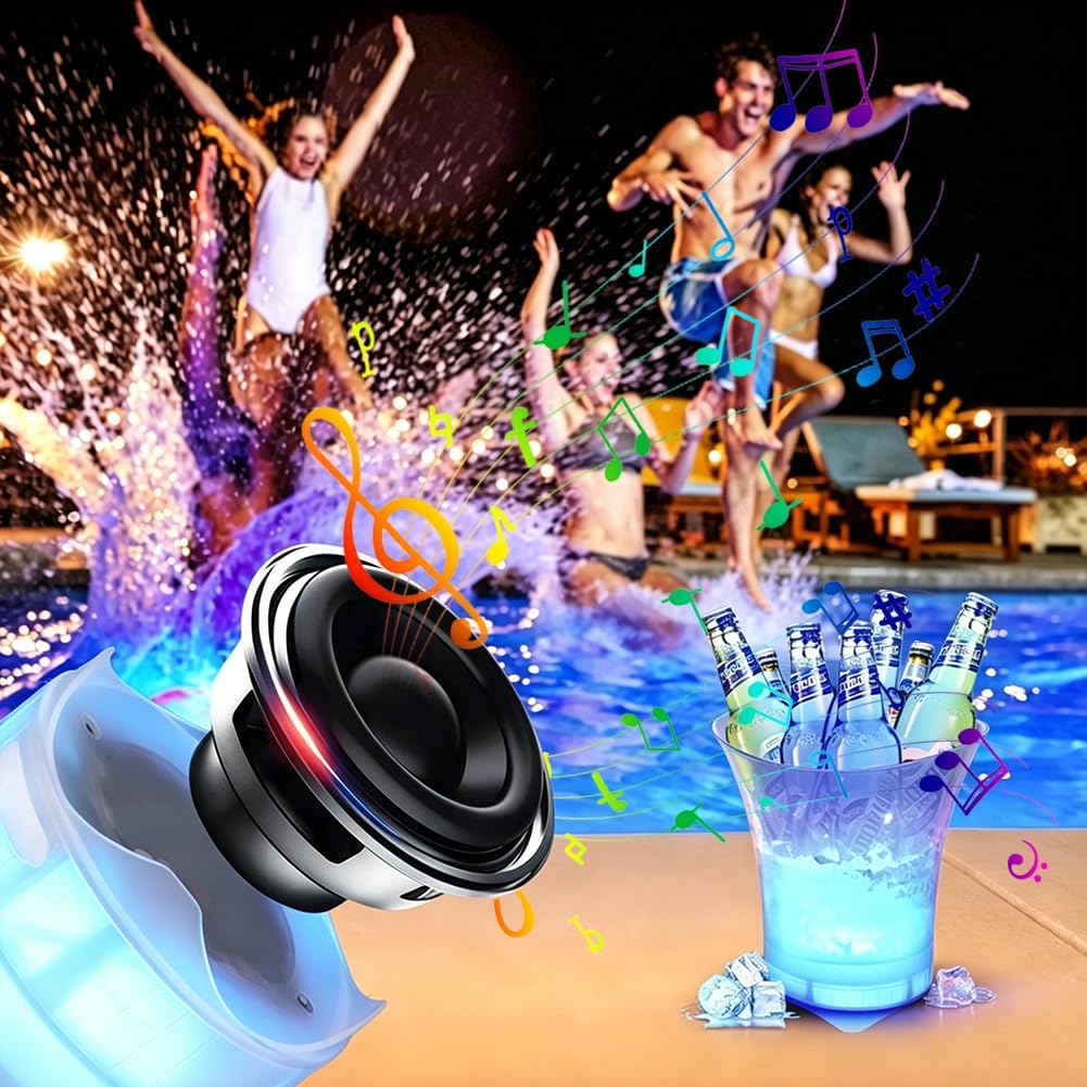 DASIAUTOEM LED Eiskübel 5L, Multicolor LED Sektkübel, Eisbehälter mit Farbverlauf Lautsprecher, Cham