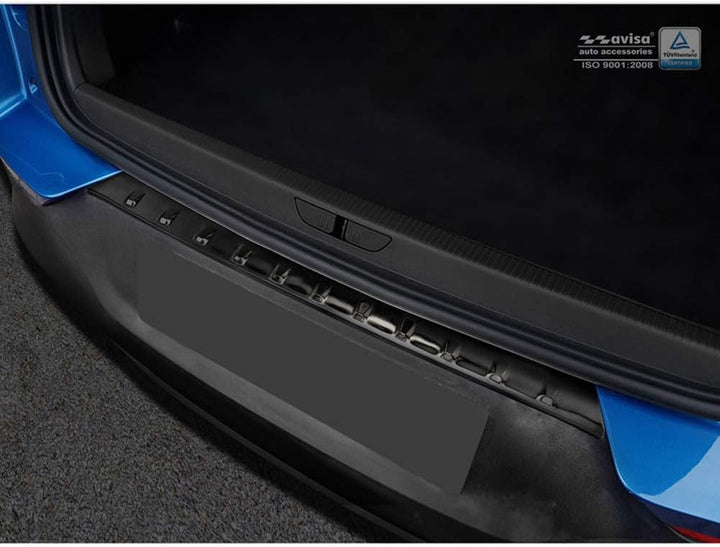 Schwarz Edelstahl Heckstossstangenschutz kompatibel mit Opel Grandland X 2017-2021 'Ribs'