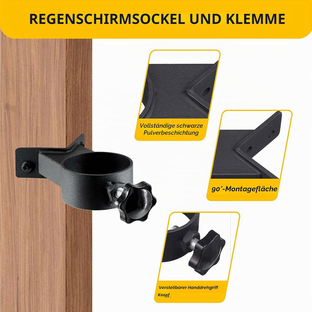 VANROUG Terrassenschirm-Halter, Terrassenschirm-Halter, Eckhalterung, Regenschirm-Basisklemme für De