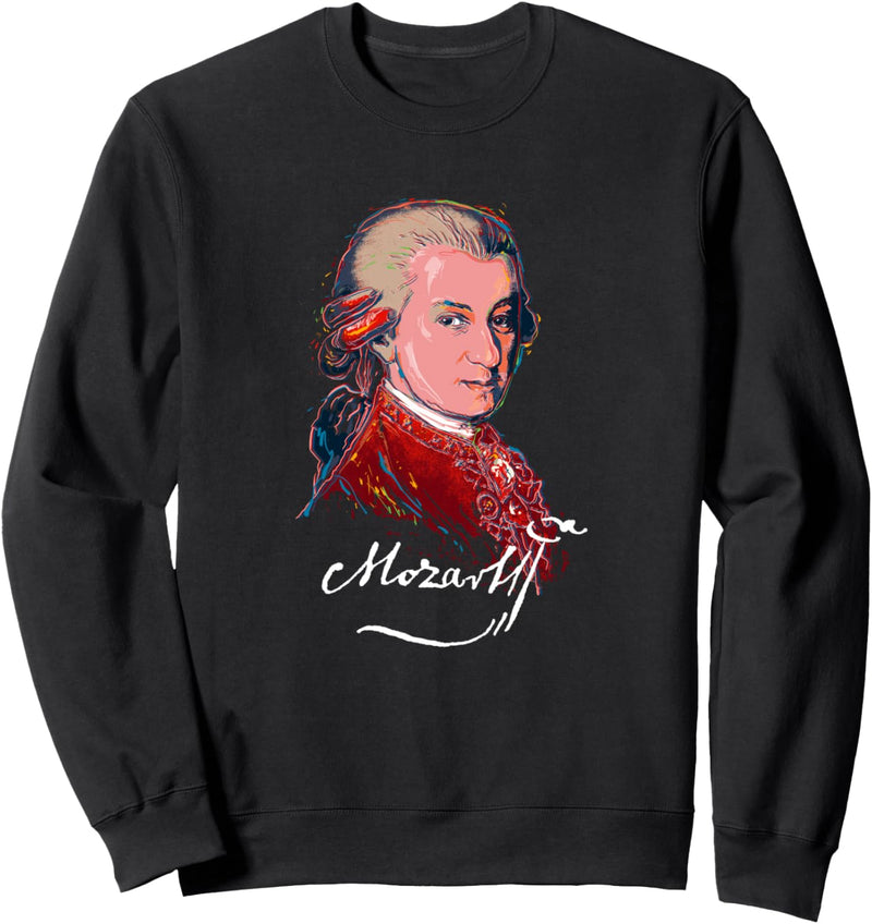 Mozart-Buntes Portrait-Musik-Klassik-Klavier-Komponist Sweatshirt