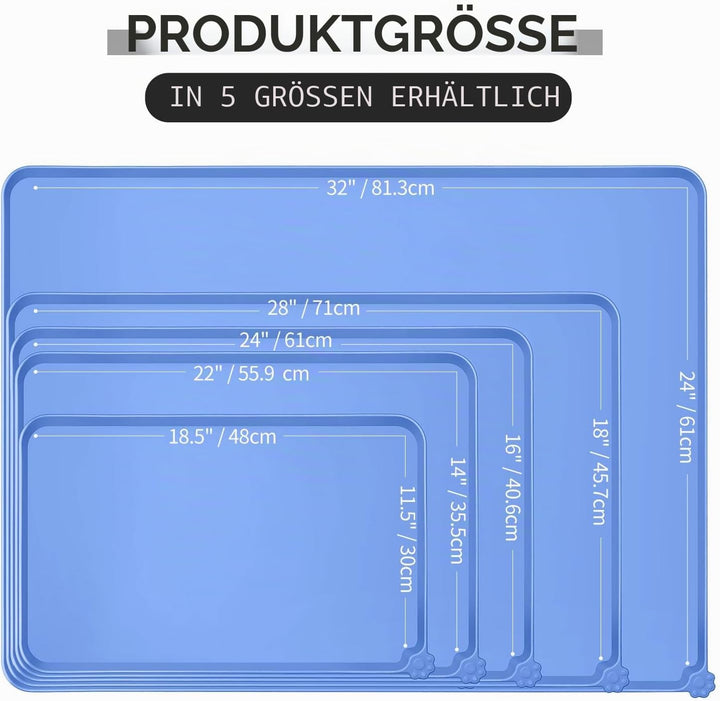 Reopet Hunde- und Katzennapfmatte, wasserdichtes, rutschfestes Silikon, Haustierfuttermatte 71 x 45