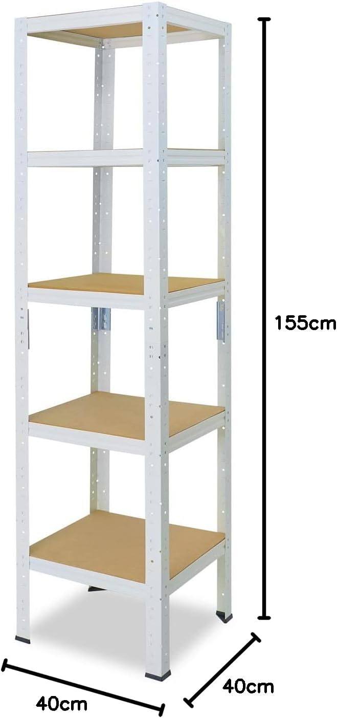 shelfplaza® 155x40x40cm Home Schwerlastregal weiss/Metallregal mit 5 Böden/Kellerregal Metall, Garag