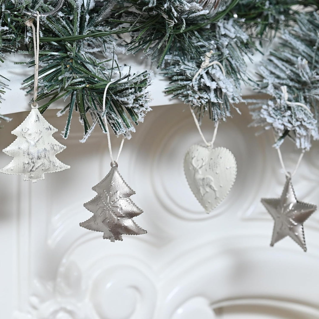 Valery Madelyn Metallanhänger mit Weihnachtsglocken 24er Set 5cm Weihnachtsanhänger Herz Stern Baum
