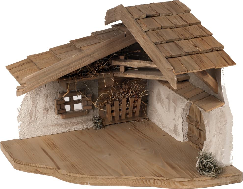 FADEDA Stall Brauneck/Höhe:30 cm/handbemalt/detailgetreue Krippen Figuren - Weihnachten Tisch Dekora
