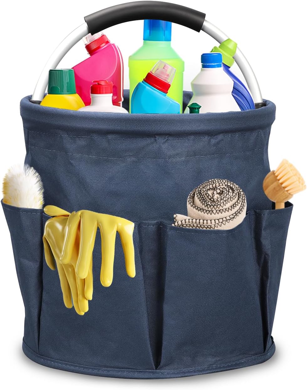 mumisuto Putzmittel Organizer, Reinigungskorb, Faltbarer Putztasche Werkzeugkorb mit 6 Aussentaschen