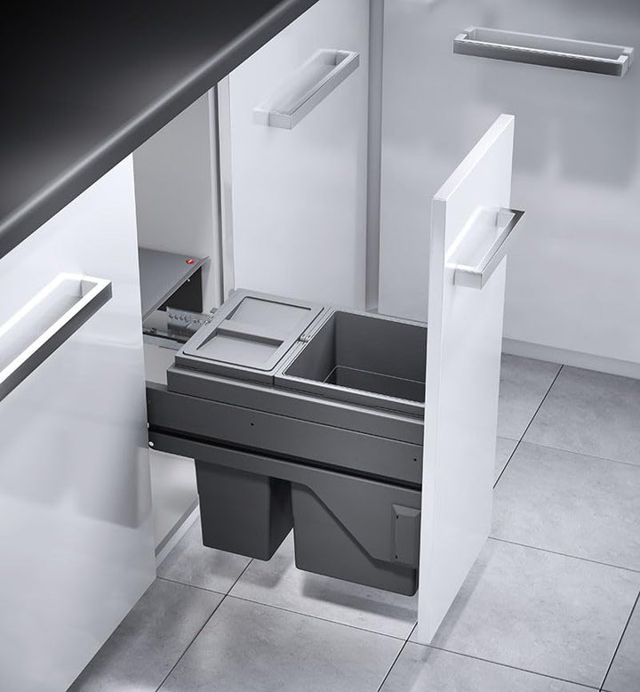 Hailo Abfallsammler 361087 | für 30 cm Schrank mit Möbelfront | 2fach Trennung 25 Liter | Mülleimer