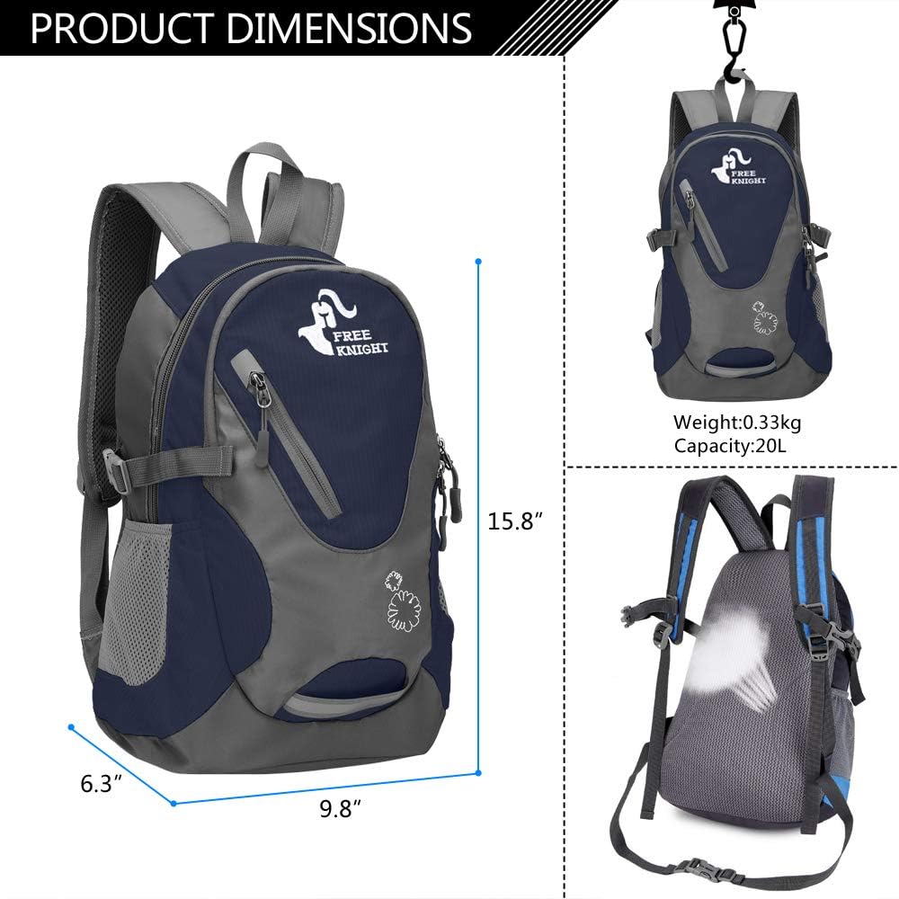Kleiner Tagesrucksack 20L Radfahren Wanderrucksack Wasserdichter Reiserucksack Leichtgewicht (Marine