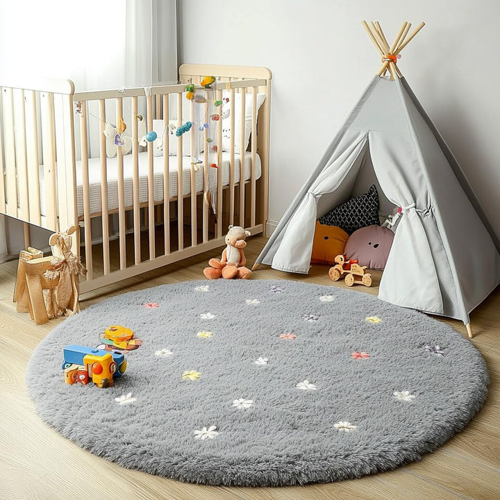 Rund Teppiche Hochflor Rund Teppich Wohnzimmer Langflor Teppiche für Wohnzimmer flauschig Shaggy Sch