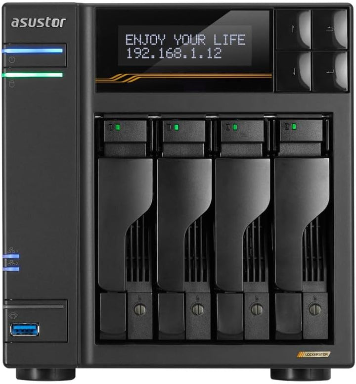 Asustor Lockerstor 4 Gen3 AS6804T, 4 Bay NAS Netzwerkspeicher, AMD Ryzen Quad-Core 2.3 GHz, 16GB RAM