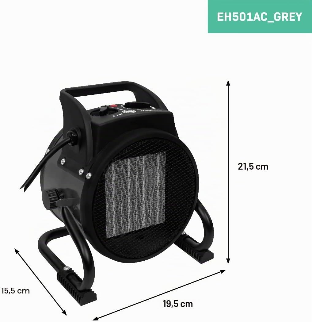 VONROC Elektrischer Heizlüfter - 6000 W/9000 W - Keramik | Dreiphasenleistung 400 V (Grün, 3000W) (G