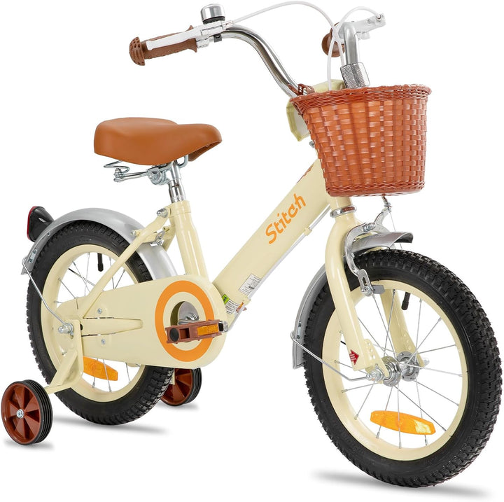 STITCH 14/16 Zoll Kinderfahrrad für 3-7 jährige Mädchen, Kinderfahrrad mit Frontkorb und Stabilisato