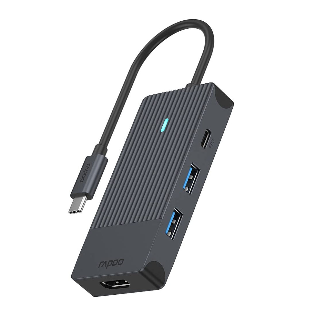 Rapoo UCM-2001 USB-C Multiport Adapter 4-in-1, 100W Power Delievery, 4K HDMI, 2 USB-A 3.0 Datenports