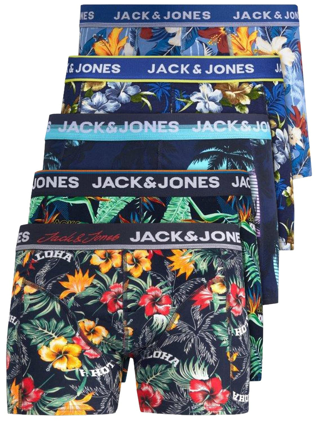 JACK & JONES Herren Unterhosen 5er Set Pack Männer Boxershorts Weiss schwarz blau grau Trunks 122048