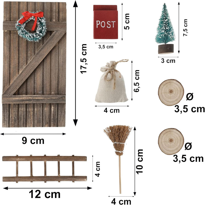 Wichteltür 8-tlg. Weihnachten Set Miniatur Wichtel Set Wichteltür - Wichtelgeschenk