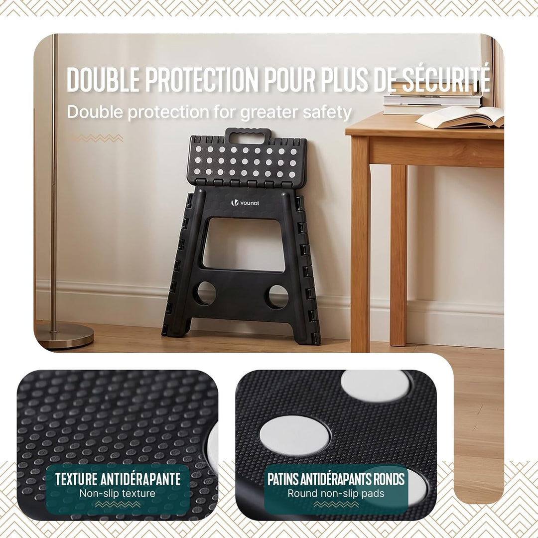 VOUNOT® Klapphocker Faltbar Rutschfester Tritthocker mit Tragegriff, Tragbarer Klapptritt Hocker für