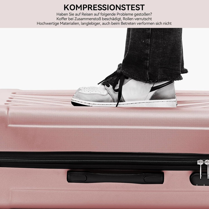 BEIBYE Zwillingsrollen Hardcase Reisekoffer Koffer Trolleys Hartschale in XL-L-M in 20 Farben (Rosag