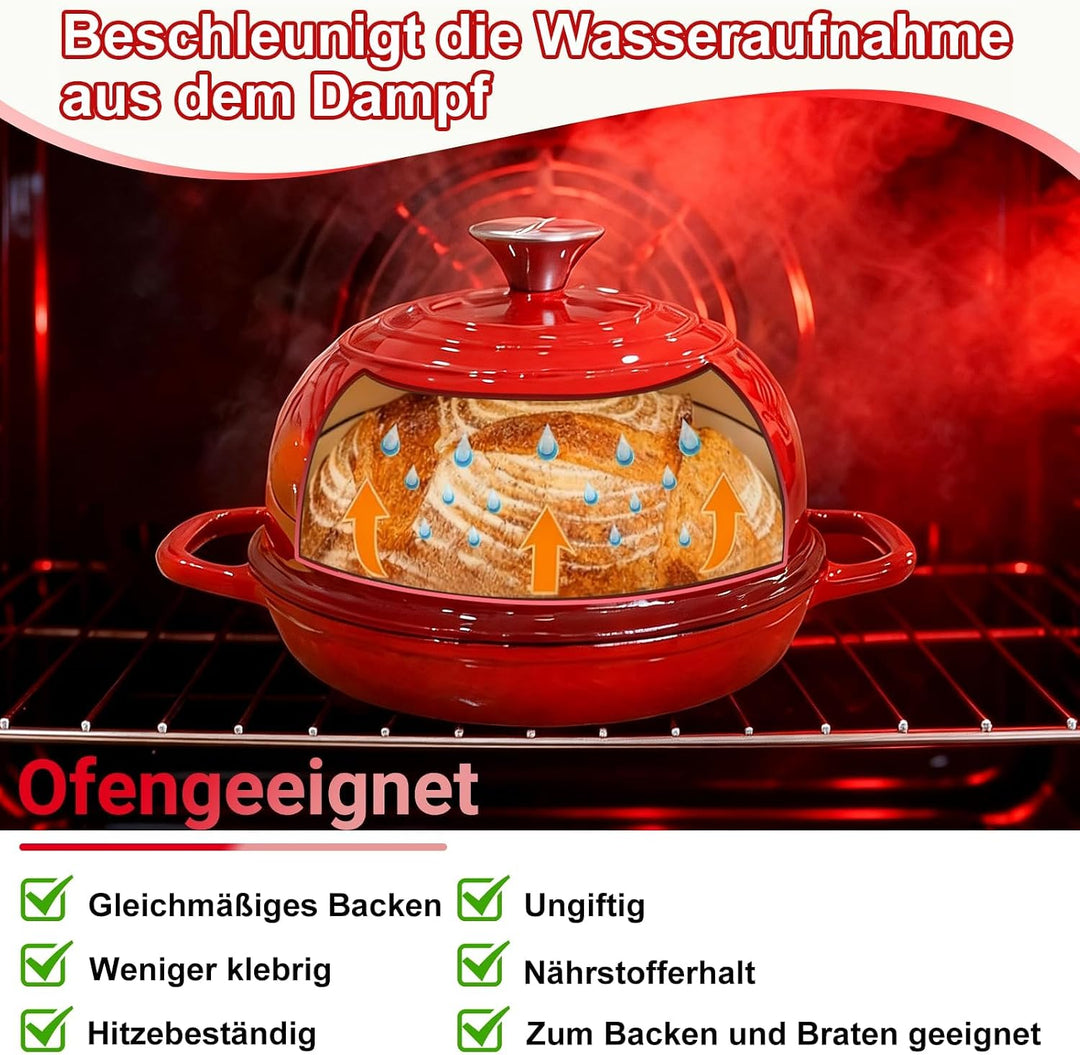 5,7L/26cm Gusseisen Topf Brot Backen mit Deckel und Griffen