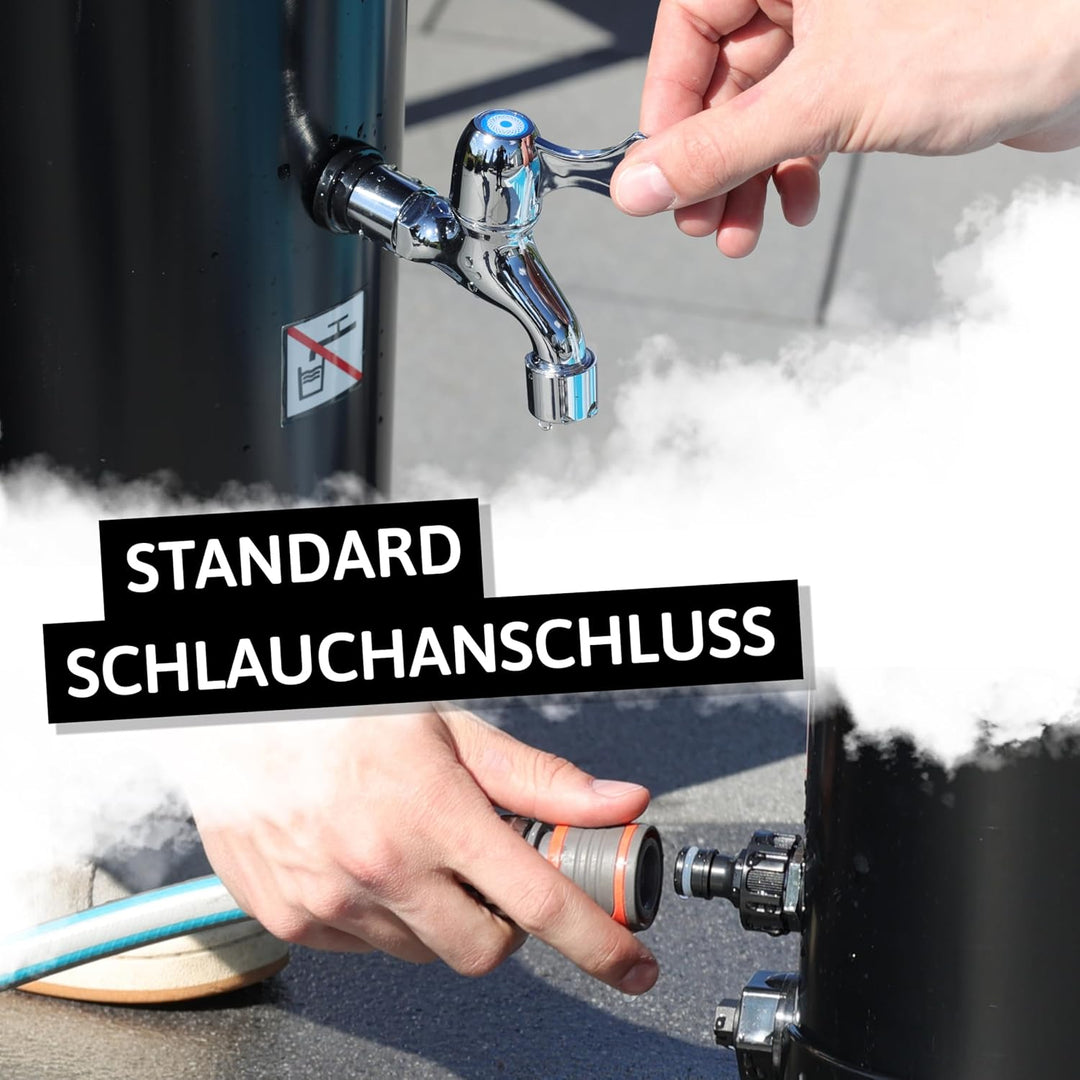 Dönges NovaTerra Solardusche schwarz mit 40L Tank - Gartendusche mit Regenduschkopf, Fussdusche, Sch