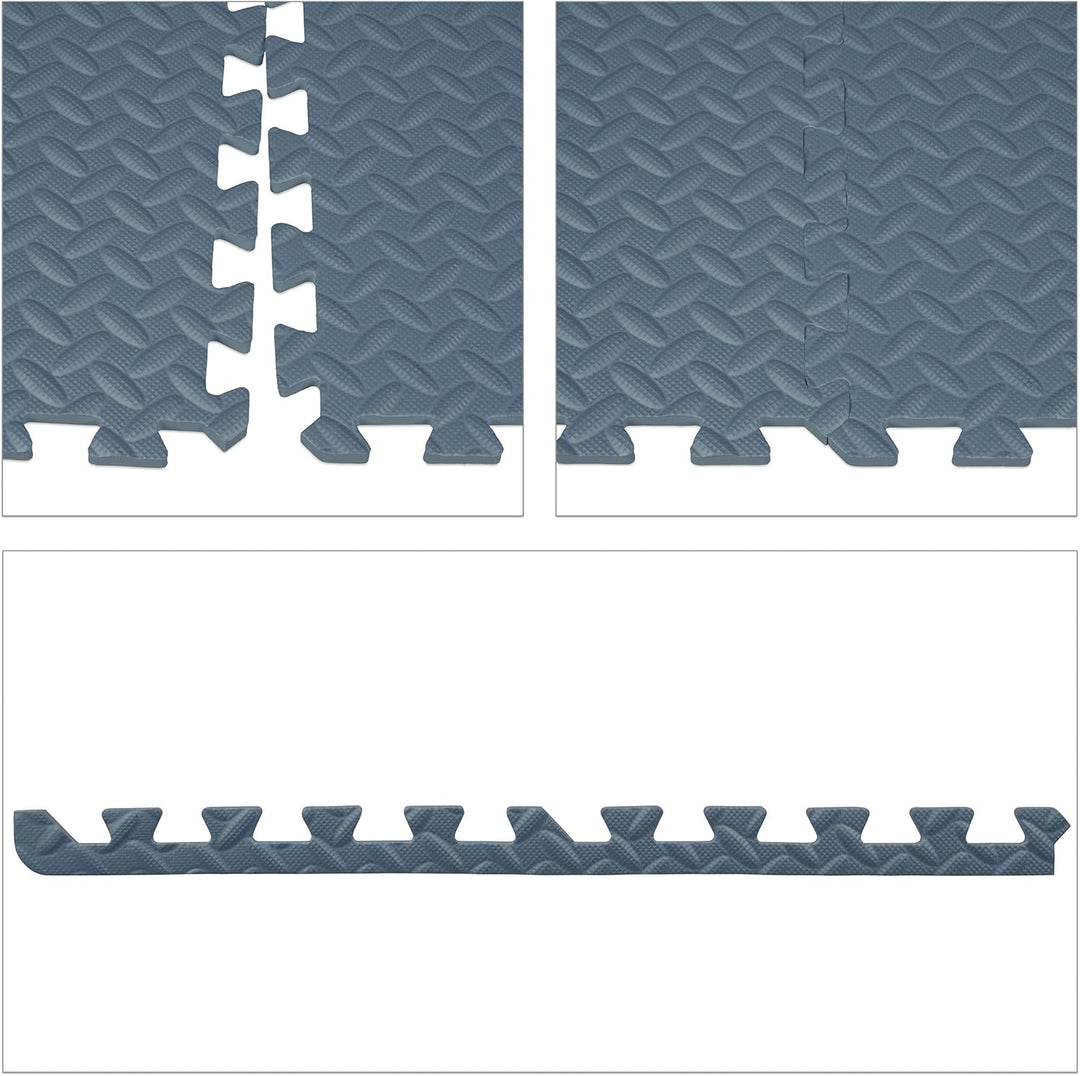 Relaxdays Bodenmatte, 32 Schutzmatten für Sport- & Fitnessgeräte, umrandet, EVA, Fläche 12m², BxT 60