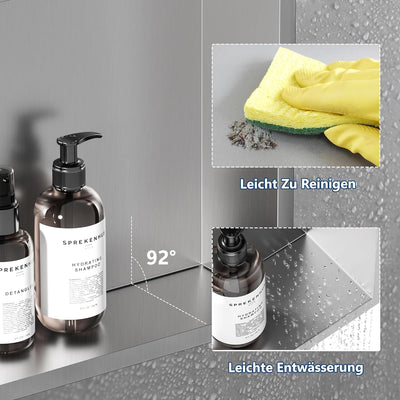 Neodrain Wandnische Dusche Edelstahl Duschnische Einzelregal Lagerung für Badezimmer 60 x 30 cm, Geb