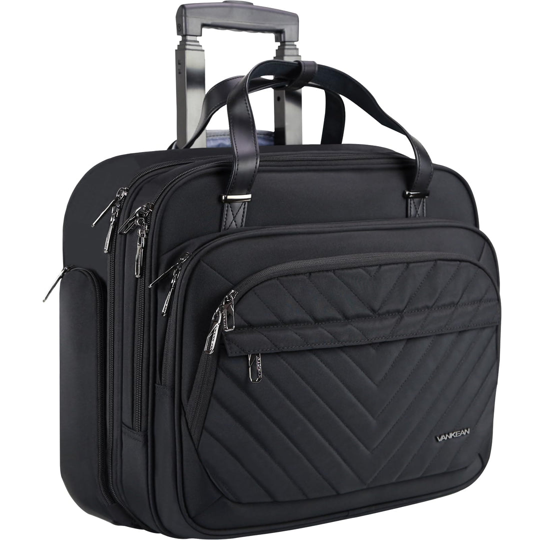 VANKEAN Rollende Laptoptasche Frauen mit Rädern, passend für bis zu 15,6 Zoll Rollende Aktentasche W