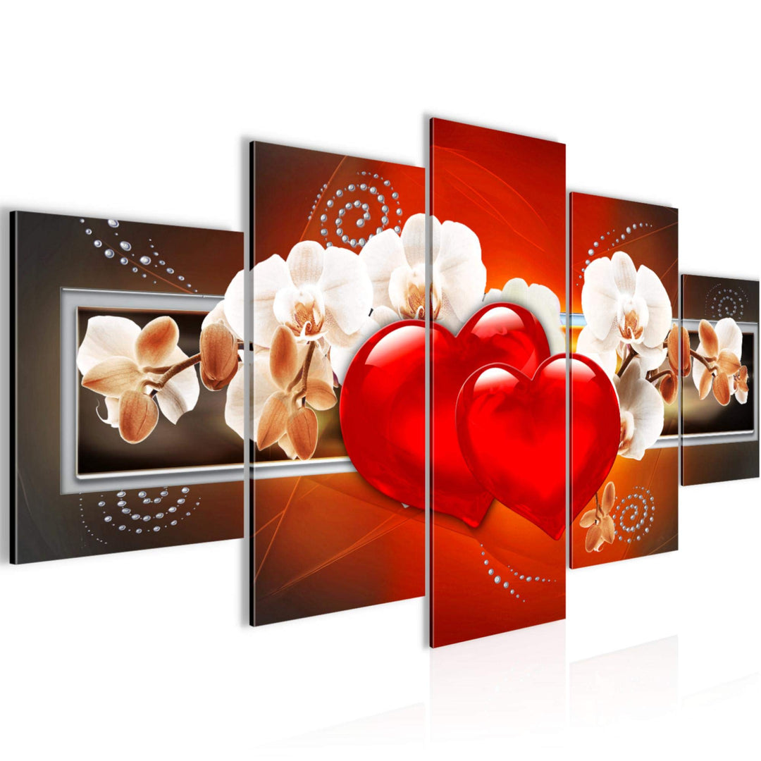 Runa Art Wandbilder Blumen Orchidee 5 Teilig Bild auf Vlies Leinwand Deko Wohnzimmer Herz Abstrakt R
