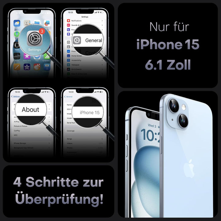 TOCOL 3 in 1 für iPhone 15 Hülle für MagSafe, Vollständiger Kameraschutz Stossfest Kratzfest Magneti