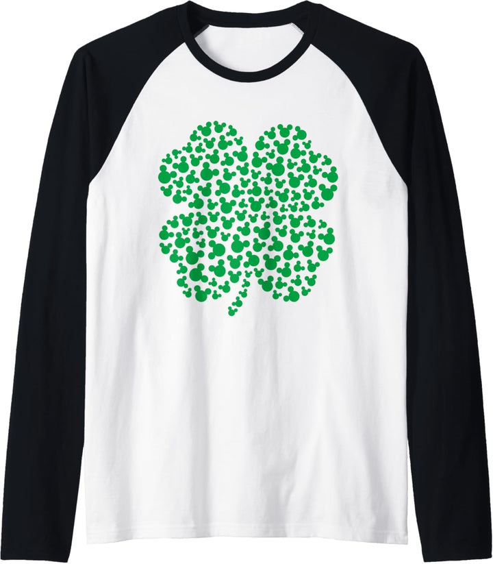 Disney Mickey Mouse Green Icons Shamrock St. Patrick's Day Raglan