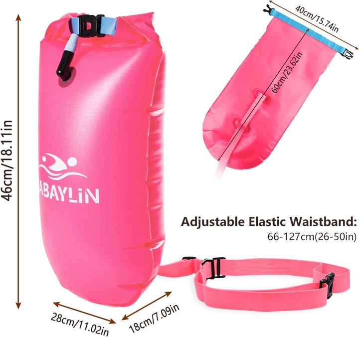 Schwimmboje - 20L Rosa, Boje Schwimmen Schwimmbojen für Erwachsene und Kinder, Trockensack Gute Sich